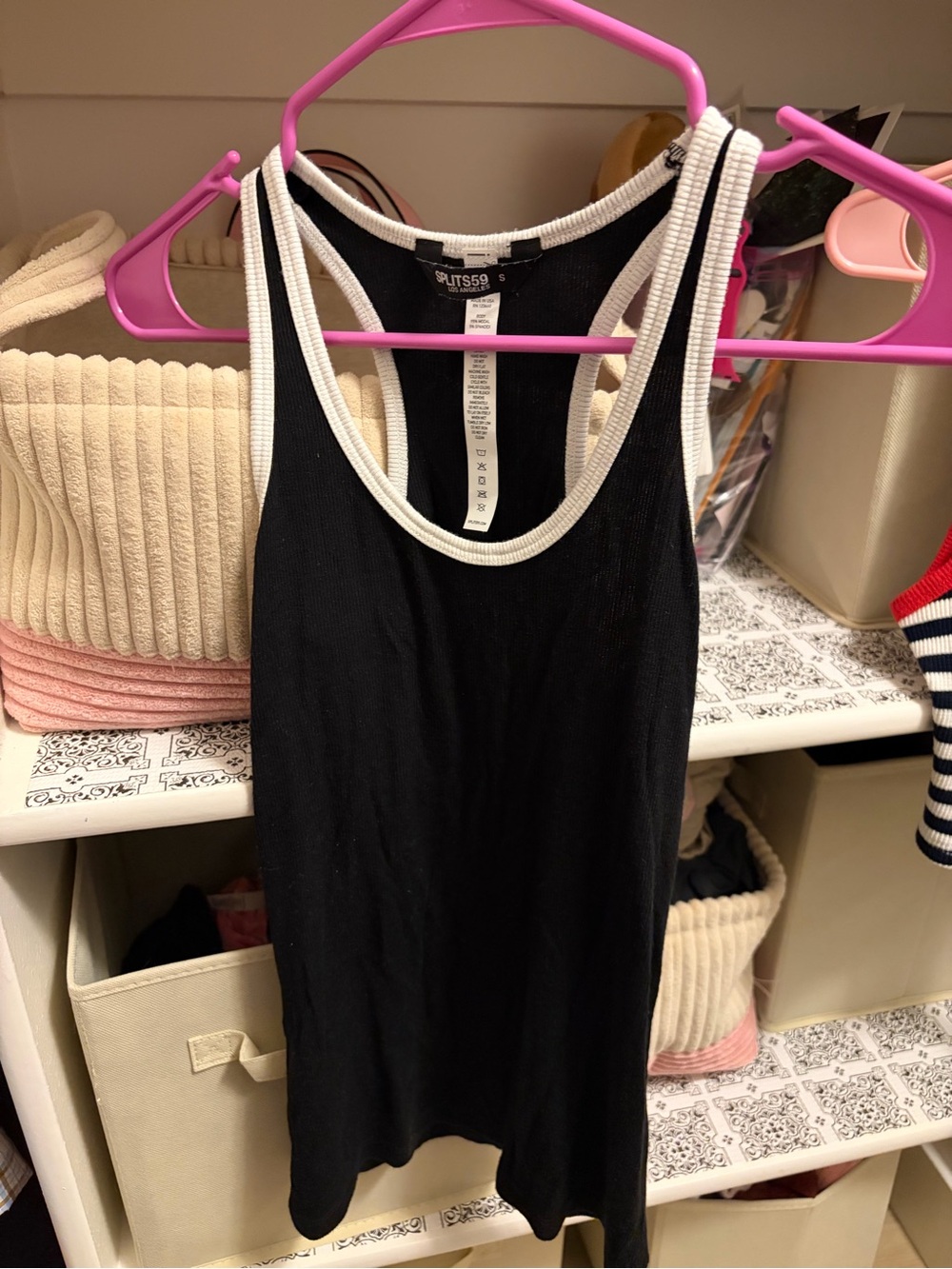 Splits59 Black Racerback Tank with White Trim